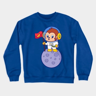 Monkey Astronaut Landing on Moon Crewneck Sweatshirt